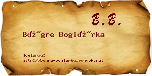 Bögre Boglárka névjegykártya